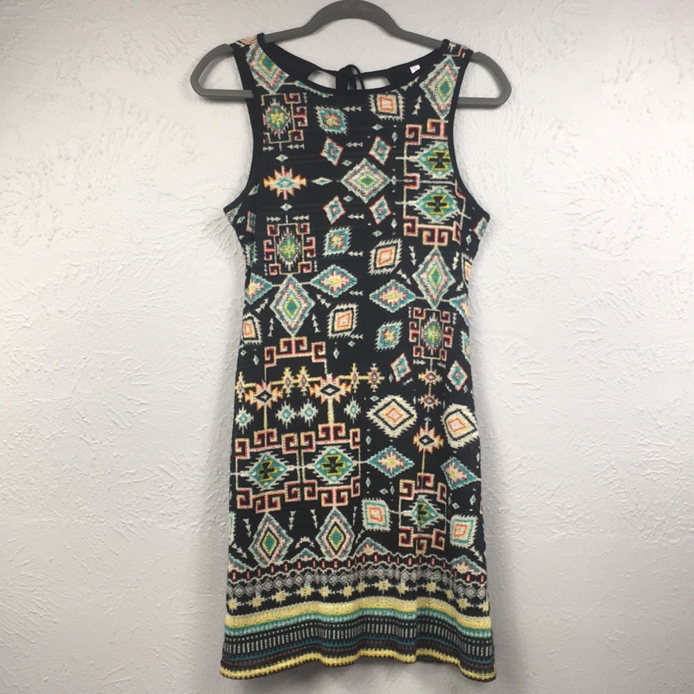 Xhilaration Black Aztec Print Knit Mini Dress Sz S